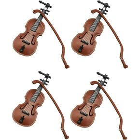 4Pcs Miniature Violin with Stand, Bow and Case - Perfect Mini Musical Instrument for Dollhouse Decoration and Collectors Acoustic Violins Musical Instruments