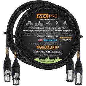 2 Units - 5 Foot - WBC-PRO-Quad Ultra-Silent Ultra-Flexible Balanced Star-Quad Cable with Amphenol Male & Female XLR Plugs & Black Tweed Jacket