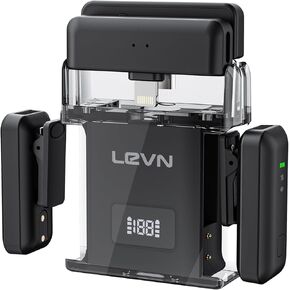 LEVN Wireless Lavalier Microphone, Microphone for iPhone (2 TX + 2 RX + Charging Case), Mini Mic with Noise Cancellation, 20H Battery, 200ft, Wireless Microphone for iPhone 15/14/13/12, Android