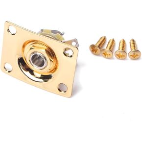 Metal 1/4" Guitar Output Jack Plate Input Jack Socket Replacement for Tele SG Electric Guitar Bass Parts (Gold)
