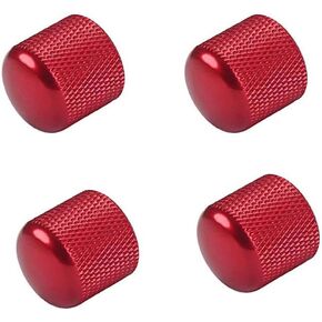4Pcs Guitar Knobs Metal Volume Tone Control Knobs Guitar Dome Knobs Compatible with Fender Telecaster Gibson Electric Bass Guitar Replacement Parts Red