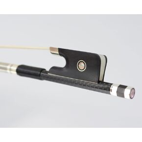 Textured Carbon Fiber Cello Bow 4/4 Size VINGOBOW 110C Advanced Level Full 71.5cm Ebony Frog Nickel Mount Well Balanced Light Weight Natural Horse Hair Sweet Warm Sound Straight Stick Smooth Screw