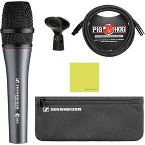 Liquid Audio - Sennheiser E 865 Supercardioid Condenser Handheld Vocal Microphone Bundle w/Pig Hog PHM10 8mm Mic Cable Polishing Cloth
