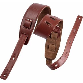Nefelibata Banjo Strap,2.5" Wide Double Layer Full-Grain Leather Guitar Strap Double Head Detachable and Adjustable Replacement With Headstock Rope(Mysterious Black Leather)