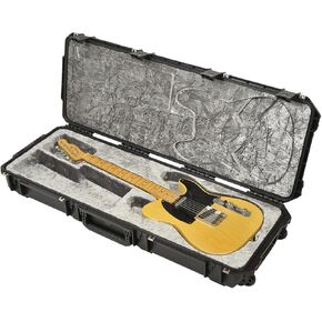SKB iSeries Waterproof Strat and Tele Guitar Injection Molded Mil-Standard Waterproof Flight Case with Quiet-Glide Wheels