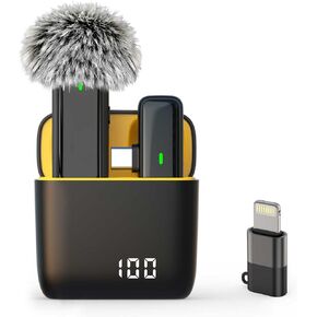 Lapel Microphone Wireless for Android Phone - Professional Lavalier Microphone USB C for iPhone 15 iPad, Noise Cancelling Clip On Mic for Video Recording Vlogging, 24H Charging Case