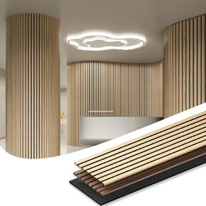 3 Pack Sample Wood Slat Wall Panel with Felt Backing, 5" x 4.7" Fluted Sound Absorbing Wood Panel for Stylish Decor and Noise Reduction, 3 Colors