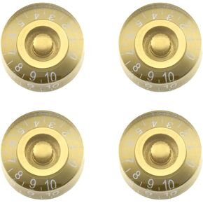 HAHIYO Gold Surface White Number Clear Electric Guitar Top Hat Knobs Smooth Quick Change Speed Volume Tone Control Electric Bass Replacement Shaft Socket Easy Grip Hold Tight Scratch Resist 4Pcs