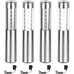 4 Pieces LED Strobe Baton Light LED Bottle Service Light Bottle Girl Lights Reusable LED Light Champagne Bottle Handheld Light for Bar Club Birthday Weddings Parties(Silver)
