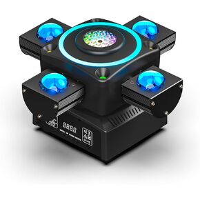 HOLDLAMP 4 Arms Moving Head Light 120W 4 in 1 Stage Light Beam/Wash/Zoom/Effect Light with DMX Controlled Sound Activated Mixed DJ Lighting for Wedding Party Disco KTV Wedding Club