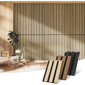 Wood Slat Wall Panel | 3 Pcs Soundproof Wall Panels 7.9" x 5" Wall Panels 3D Sound Dampening Panels Wall Decoration | 3 Color Sample Pack