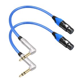 2Pack Balanced XLR Female to Right Angle 1/4" TRS Micphone Cable,1Feet,6.35mm Stereo Male to XLR Female Audio Cable,6N OFC+Silver Plated HI-END Audio Cable for Mixer Micphone