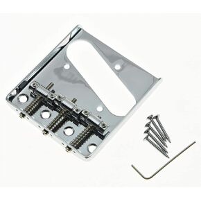 Vintage Tele Ashtray Style Guitar Fixed Bridge with 3 Saddles Compatible with Tele TL Telecaster Guitar, Chrome