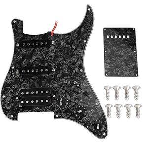 11 Holes Prewired Loaded Pickguard,Electric Guitar SSH Humbuckers Pickguard for Electric Guitar (Black Pearl)