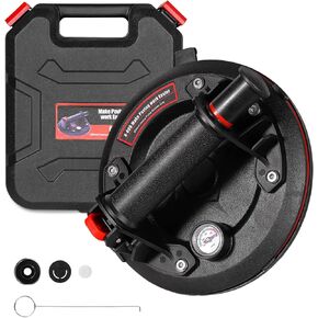 8" Glass Suction Cups with 662 lbs Load Capacity Powerful Industrial Vacuum Suction Cups for Lifting Large Glass Tile Granite,Includes Carrying Case(2pack)