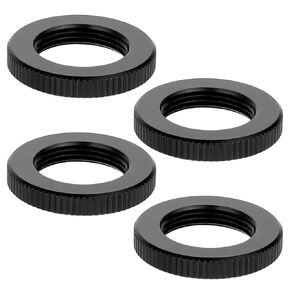 4 Pcs Knurled Lock Microphone Stand Nut 5/8"-27 Double Locking Nut for Microphone Screws Black Jam Nut for Microphone Photographic Equipment