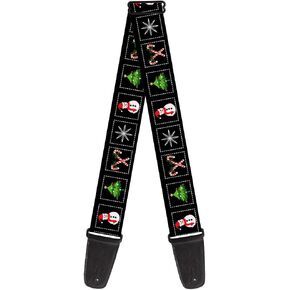Buckle-Down Guitar Strap Christmas Blocks Black White Multi Color 2 Inches Wide (GS-W35532)