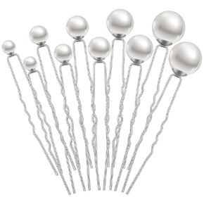 48 Pieces Wedding Pearl Hair Pins Bridal Pearl Bobby Pins Clips for Hair U Shape Rhinestone Hair Pins Hair Accessories Barrette for Brides Bridesmaid Gril Women, 5 Sizes(Silver)