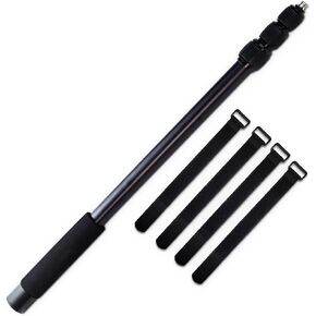 Portable Handheld Boom Pole, 4 Section Stretchable Handheld Aluminum Alloy Microphone Boom Arm with 1/4" 3/8" Interface/4Pcs Velcro Strap for Interview/TV Applications/Video Production (45-154cm)