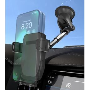 Universal Car Mount Phone Holder Heat Resistant 4 Dashboard & Windshield, Desk Stand with Suction Cup Base and Telescopic Arm for iPhone, Samsung, Google, All Smartphones