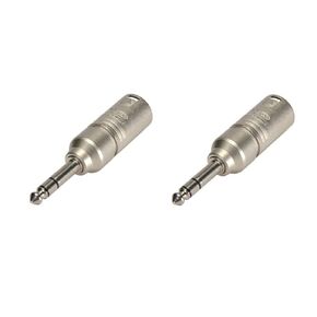 (2) Two Genuine NEUTRIK NA3MP - 3 Pin XLR Male to 1/4" TRS Male Plug Adapter
