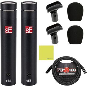 Liquid Audio sE Electronics sE8 Small-Diaphragm Condenser Microphone - Pair Bundle with Pig Hog PHM10 8mm Mic Cable Polishing Cloth in Kuwait