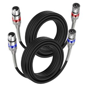 XLR Cable Microphone Cable 25 Feet 2 Pack Premium Balanced Mic Cable Pure Copper Conductors Heavy Duty Male to Female 3 Pin XLR Microphone Cable Zinc Alloy Connectors with Metal Spring