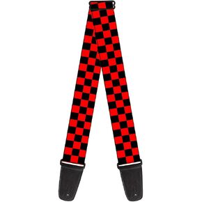 Buckle-Down Guitar Strap Checker Black Red 2 Inches Wide (GS-W20303)
