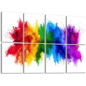 Art Acoustic Panels Self Adhesive Colorful rainbow holi paint color powder explosion white wide panorama 8 Packs Decorative Soundproof Wall Panels Large Sound Absorbing Panels for Home Office 48"x32"