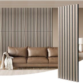 SK Studio 2 Pack Acoustic Panels, 47.2 x 12.6 Inch Self Adhesive Acoustical Wood Print Wall Panels, Large Soundproof Panels for Home Studio Office Decor, Oak Wood Grain