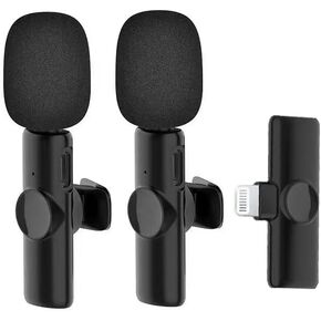 3-in-1 Wireless Lapel Microphone with Noise Cancelling Mini Microphone with Noise Cancelling for iPhone, Android, Camera, Laptop, Video Recording, YouTube