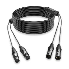 XMSJSIY 2 Channel XLR Audio Snake 3 Pin XLR Male to Female Splitter Microphone Recording Snake Cable Patch Cord for Live Stage, Recording,Studios -2M/6.5FT