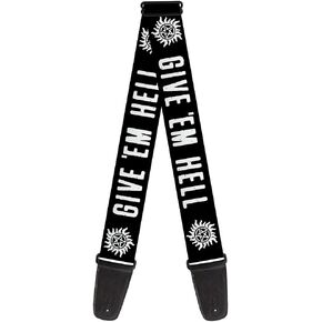 Buckle-Down Guitar Strap - Winchester Pentagram GIVE 'EM HELL Black/White - 2" Wide - 29-54" Length