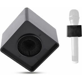 Microphone Flag Station Portable ABS Square Cube Shaped Interview Mic Microphone Box Mic Flag Microphone Cube Handheld Interview Microphone Prop Microphone Stand Reporter Microphone Prop