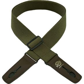 Guitar Strap Olive Green Cotton Patented Locking Technology (strap lock)