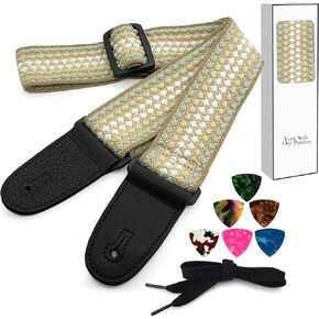 GINJKGO Guitar Bass Strap Acoustic - Guitar Strap for Electric Acoustic, Guitar, Bass and Electric Guitars