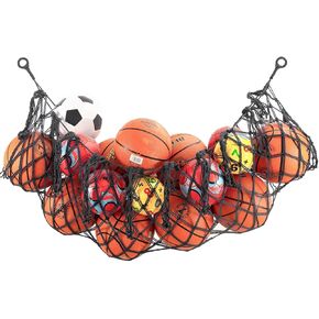 Sports Ball Storage Net,Hanging Basket Organizer Net for Basketballs,Volleyballs Soccer, Sport Equipment Organizer Storage Mesh Bag,Garage Ball Storage,Football Soccer Sports Ball Mesh Net