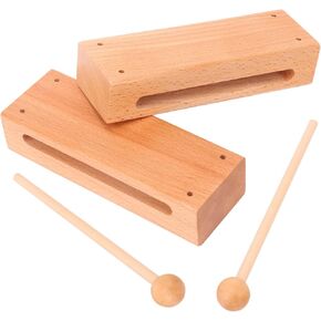 2 Set Solid Wood Rhythm Block with Mallet - Durable Musical Percussion Instrument, Fit for Musical Wood Block for Adults - Versatile Hand Percussion with Natural Acoustic Resonance