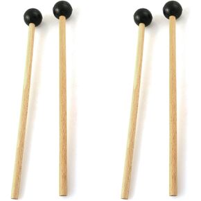 heyous 2 Pairs 25x2.2cm Ethereal Drum Hammer Accordion Mallets Wooden Handle Rubber Bell Mallets Percussion Instruments Suitable for Steel Tongue Drums Tambourine Timpani Xylophone