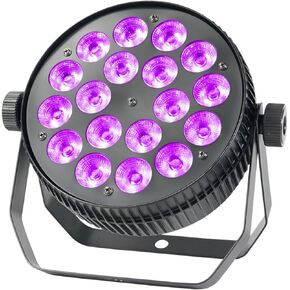 LED Stage Lights, 18x 18 Watt RGBWA+UV 6-in-1 DJ Par Light, DMX/Voice and Master-Slave Control Lighting for Party/Disco/Club/Bar/Live Show