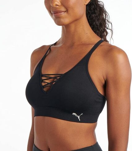 حمالة صدر رياضية بدون خياطة بحزام على شكل حرف T للسيدات من PUMA، أحمر ساطع، مقاس X-Large in Saudi Arabia