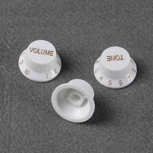 FLEOR 2T1V Guitar Knobs Set 24 Spline Electric Guitar Knobs 1 Volume 2 Tone Control Knob, Cream in Kuwait
