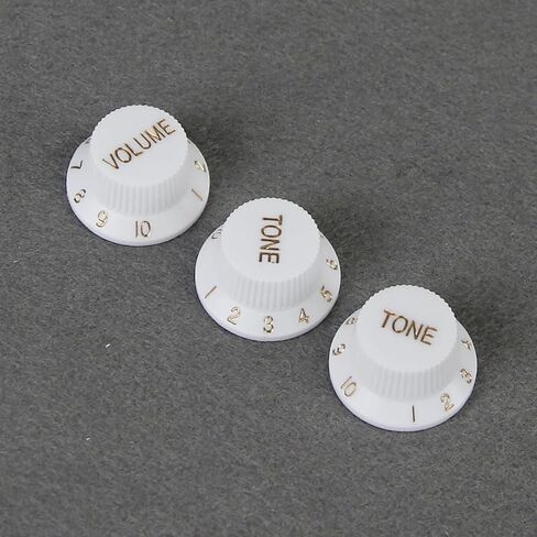 FLEOR 2T1V Guitar Knobs Set 24 Spline Electric Guitar Knobs 1 Volume 2 Tone Control Knob, Cream in Kuwait