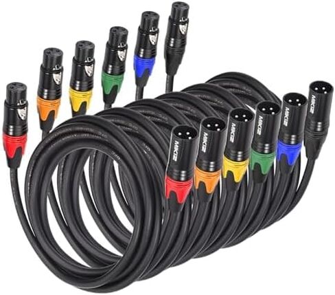 25ft XLR Cables 6 Packs - Premium Color Coded Microphone Cables 3 Pin XLR Male to Female Balanced 25 Feet in Saudi Arabia