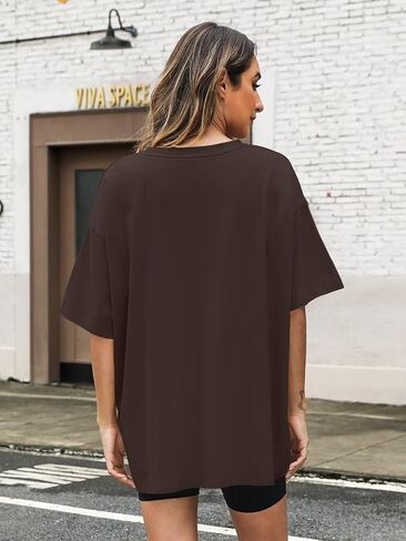 Womens Oversized T Shirts Loose Fit Crewneck Short Sleeve Tee Roll Hem Summer Tops for Women 2024 in Saudi Arabia