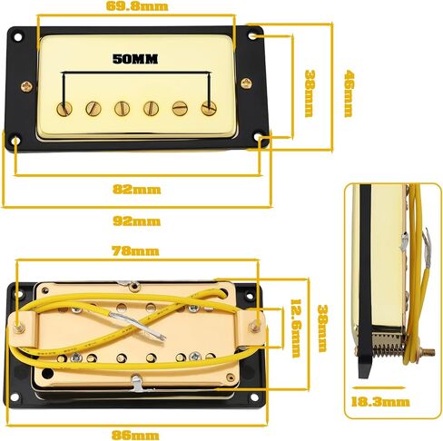 50mm Neck Guitars Humbucker Double Coil Pickups Gold Electric Guitar Pickup Compatible with LP Style Compatible with Gibson Les Paul with Screws in Saudi Arabia