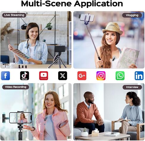 2 Packs Wireless Lavalier Microphone for iPhone 15/iPad/Android/Phone/PC/Laptop, Mini Mic with Noise Reduction, USB C Microphone for Video Recording in Saudi Arabia