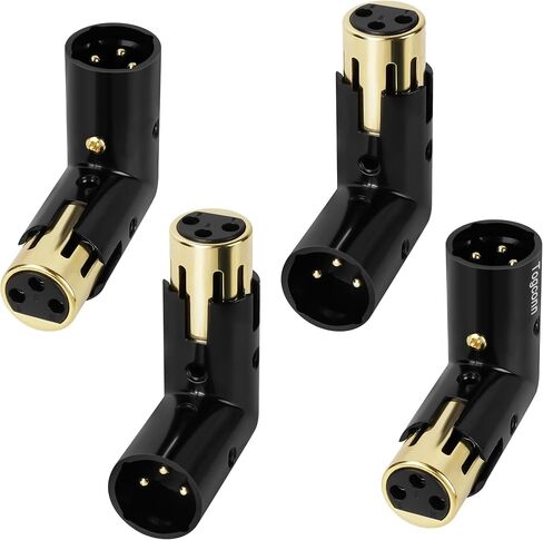 Adjustable 3-PIN Right Angle XLR Adapter 2 Pack,90 Degree XLR Male to Female Gold Plated Heavy Duty Metal Connector, XLR L Shape Extender, XLR Male/Female Adjustable Orientation in Kuwait