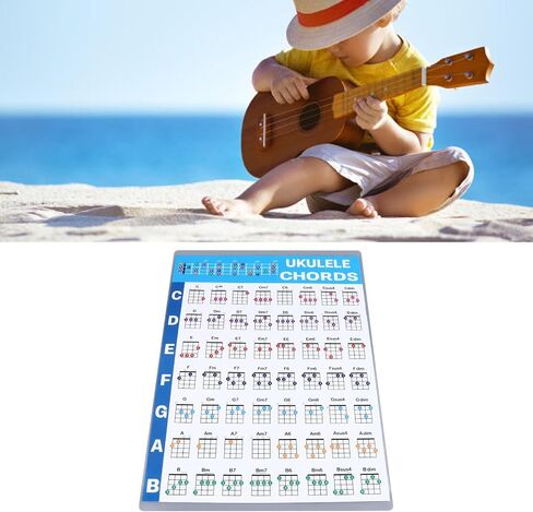 Ukulele Chord Sheet, Chord Chart Multifunctional Educational Folding Resistant Lightweight Reference Guide for Players (S), Ukulele Fretboard Notes Easy Beginner Chord Chart Instructional in Kuwait