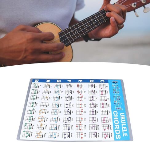 Ukulele Chord Sheet, Chord Chart Multifunctional Educational Folding Resistant Lightweight Reference Guide for Players (S), Ukulele Fretboard Notes Easy Beginner Chord Chart Instructional in Kuwait